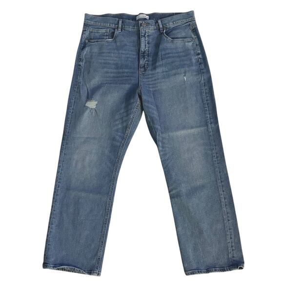 LOFT Plus Size 14 32 High Waist Straight Crop Jeans Distressing - Picture 1 of 5